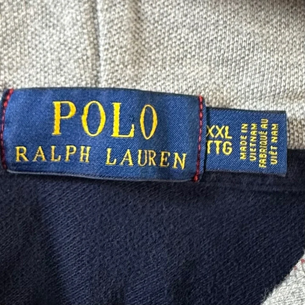 Polo Ralph‎ Lauren Hoodie Mens 2XL Navy Blue Red White Colorblock Short Sleeve